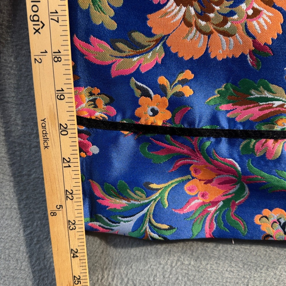 Zara Kimono Asian Floral Brocade Vibrant Jacquard Wide Leg Cropped PantsnSmall - Picture 9 of 9